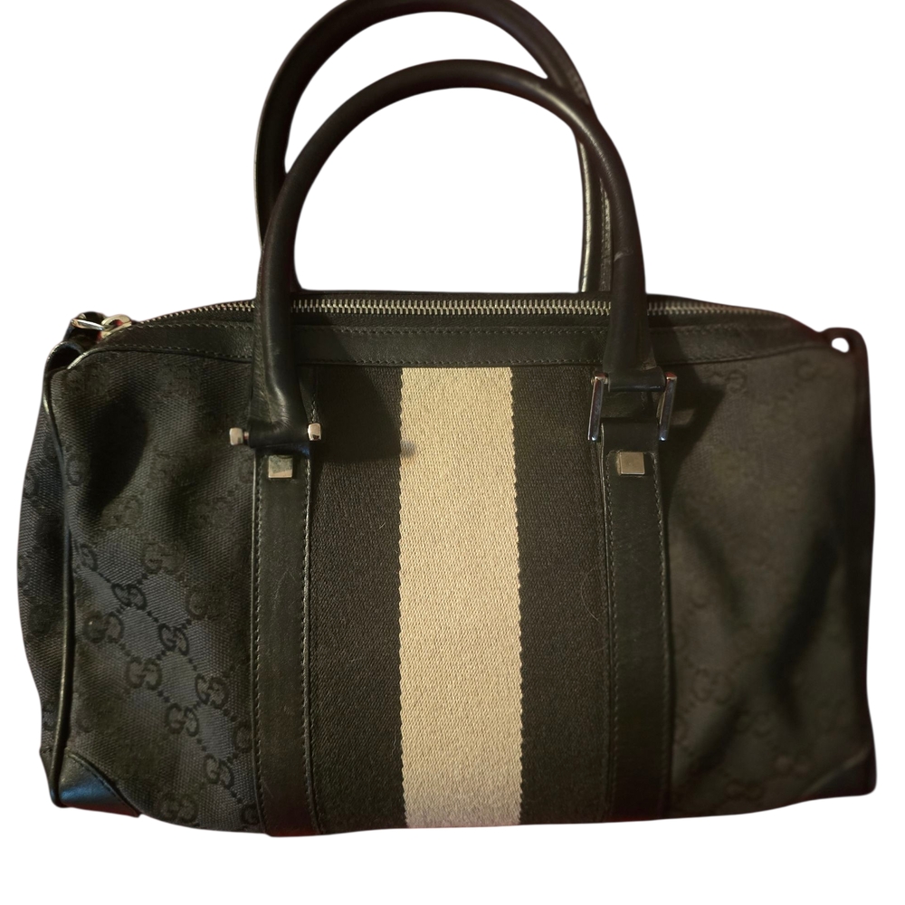 Vintage Gucci Black and Cream Boston Bag